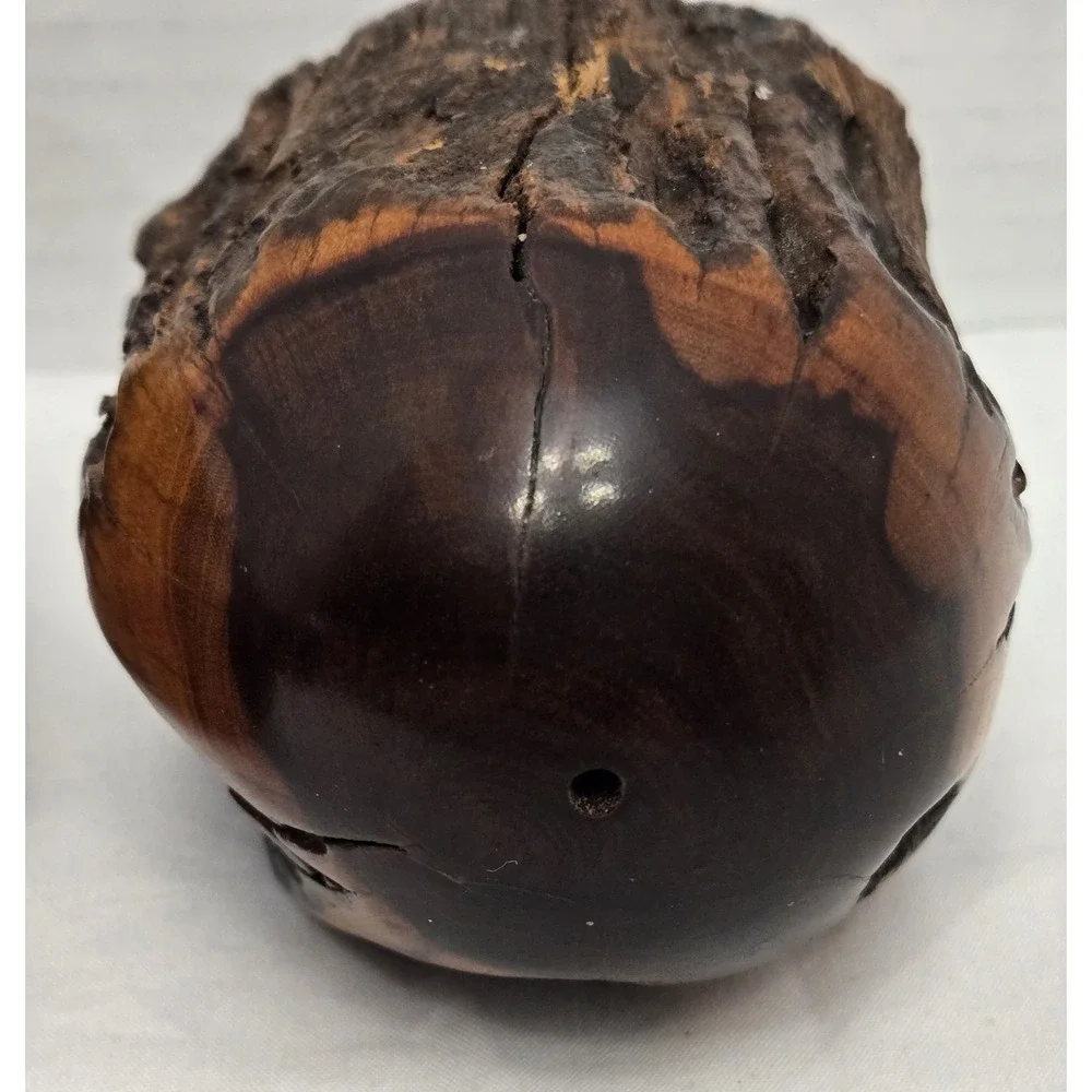 Vtg Handcrafted MCM California Redwood Tree Bark Live-Edge Salt/Pepper Shakers